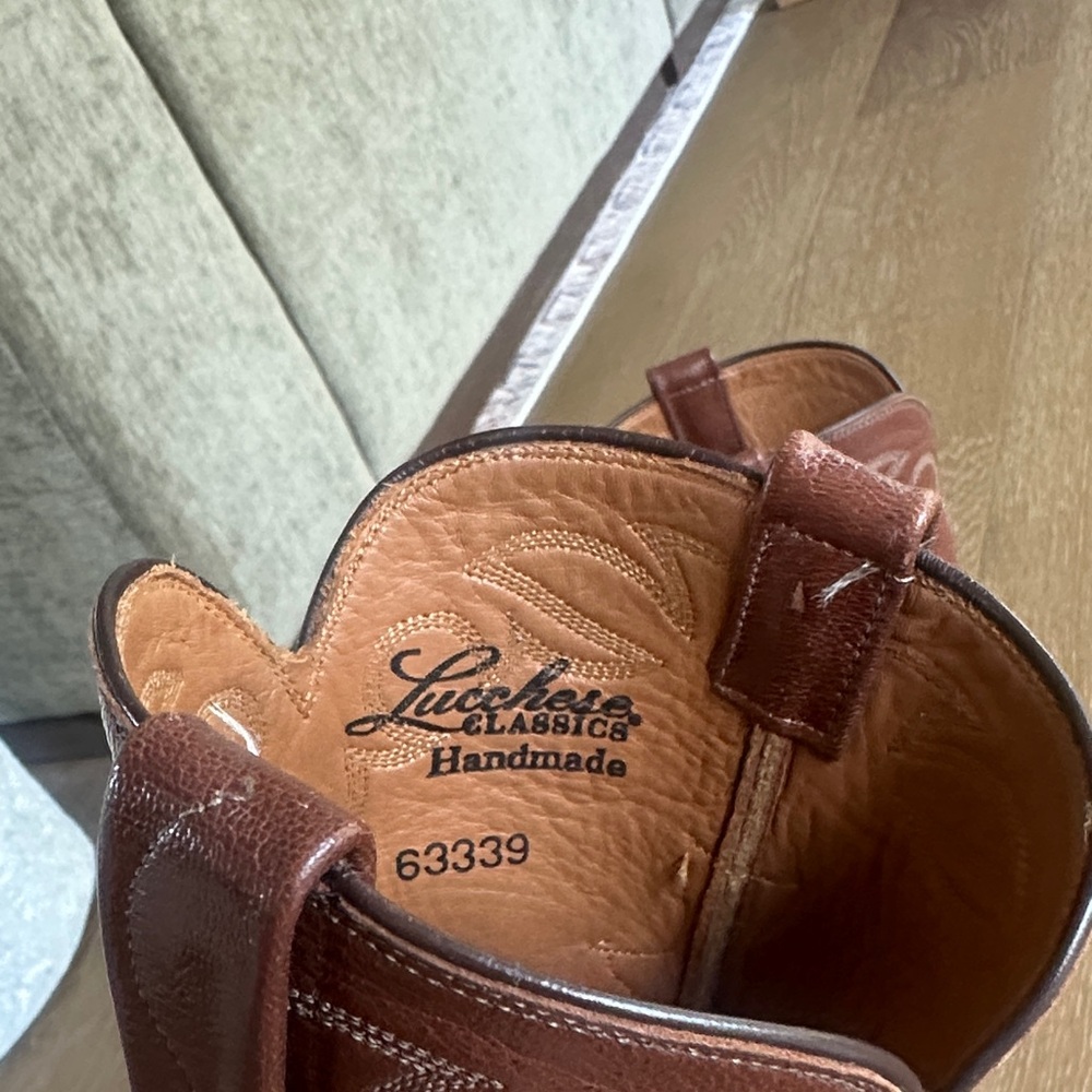 Lucchese Classic Handlade Brown Leather Cowboy Boots - Picture 3 of 14